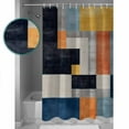 thumbnail image 4 of Abstract Stitching Shower Curtain, 48" x 72", Blue White Yellow Stripe Art Waterproof Bathroom Curtain Washable Shower Curtain Set with 12 Hooks, 4 of 6