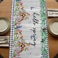 thumbnail image 5 of Spring Botanical Table Runner, Vintage Black Plaid Brown Wooden Grain Washable Cotton Linen Table Runners 48 Inches Long, Dresser Scarf Runner for Nightstand/Coffee/End Tables 13''x48'', 5 of 9