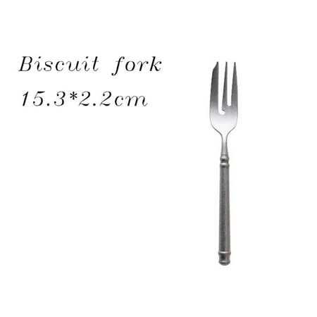 

DanceeMangoos 304 Stainless Steel Cutlery Set Retro Scrub Flatware Western Steak Coffee Dessert Knife and Fork Vintage Special Fork Tableware