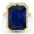 thumbnail image 2 of Gem Stone King 18.00 Ct Octagon Blue Created Sapphire 18K Yellow Gold Plated Silver Ring, 2 of 4