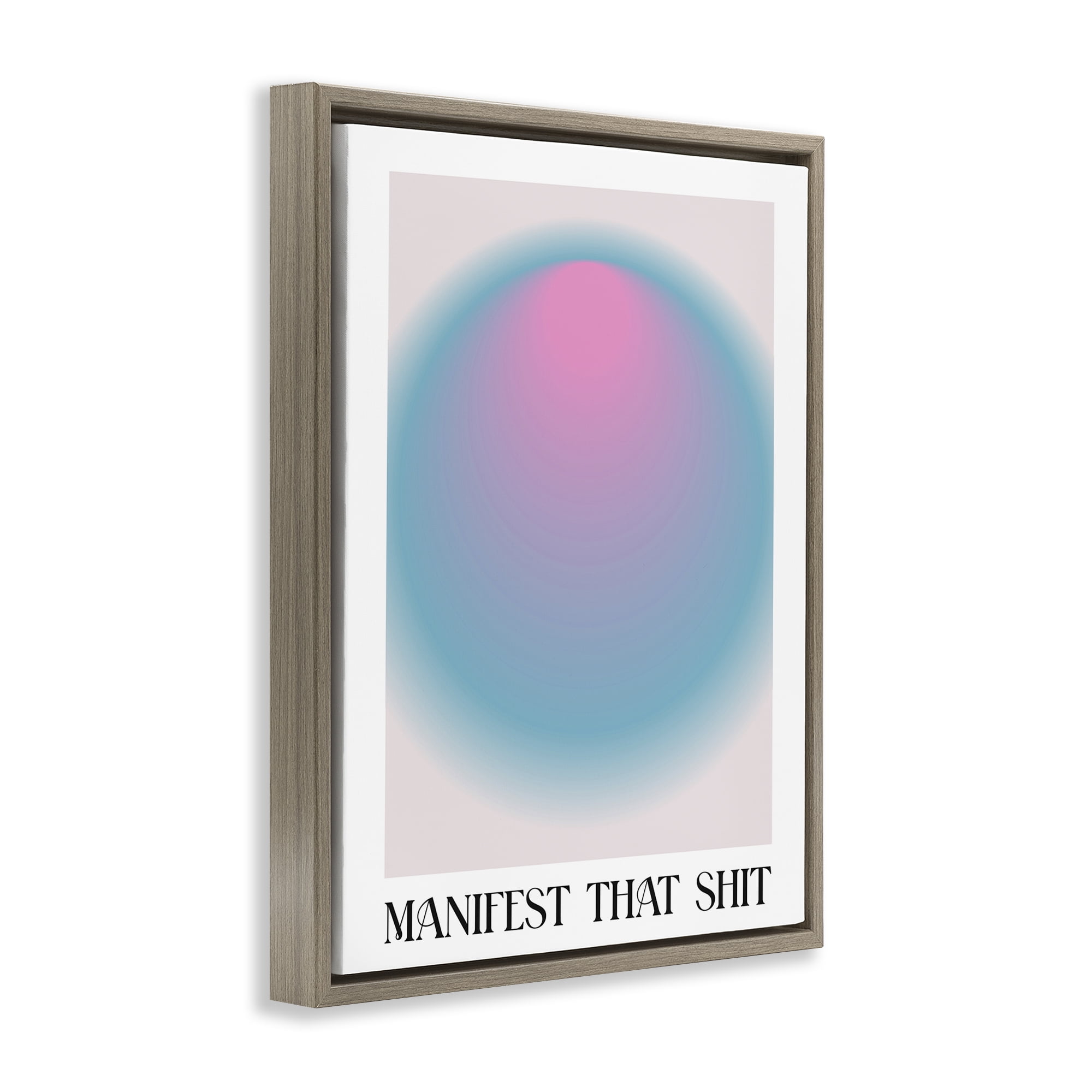 Stupell Industries Manifest Phrase with Ombre Text & Numbers Painting Brown Floater Framed Canvas Art Print Wall Art, 25 x 31