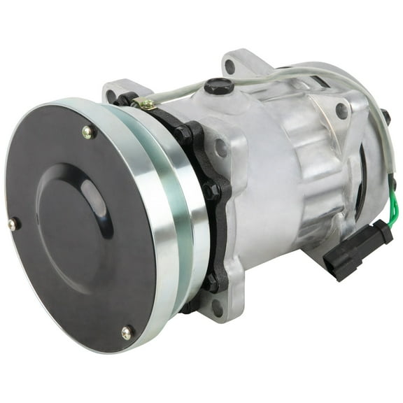 AC Compressor & 138mm V-Belt A/C Clutch Replaces Sanden SD7H15 4877 w/ 24v Coil & Single Wire Clutch Switch - BuyAutoParts