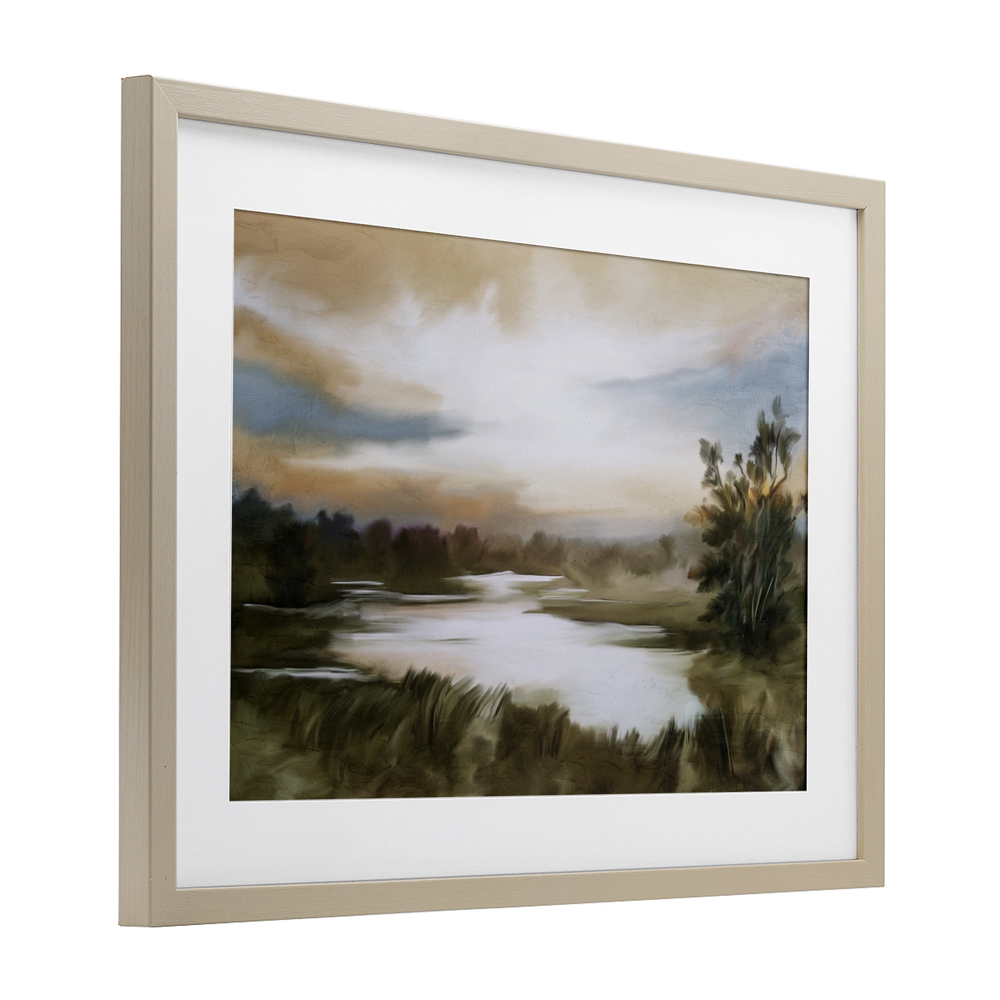 Stupell Industries Sunset Pond Countryside Birch Framed Print Under Glass, design by Kim Allen