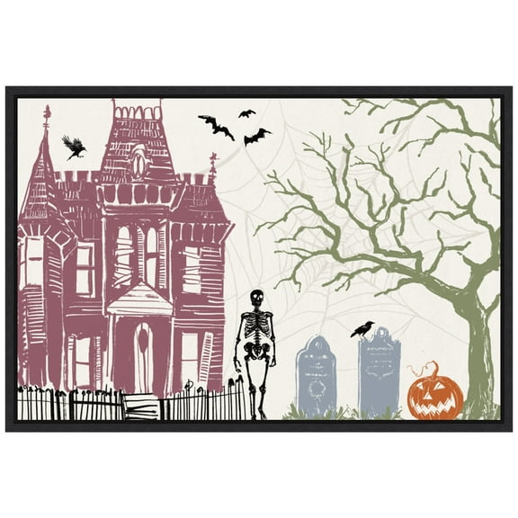 Amanti Art Haunted House I Color Framed Canvas Wall Art Print