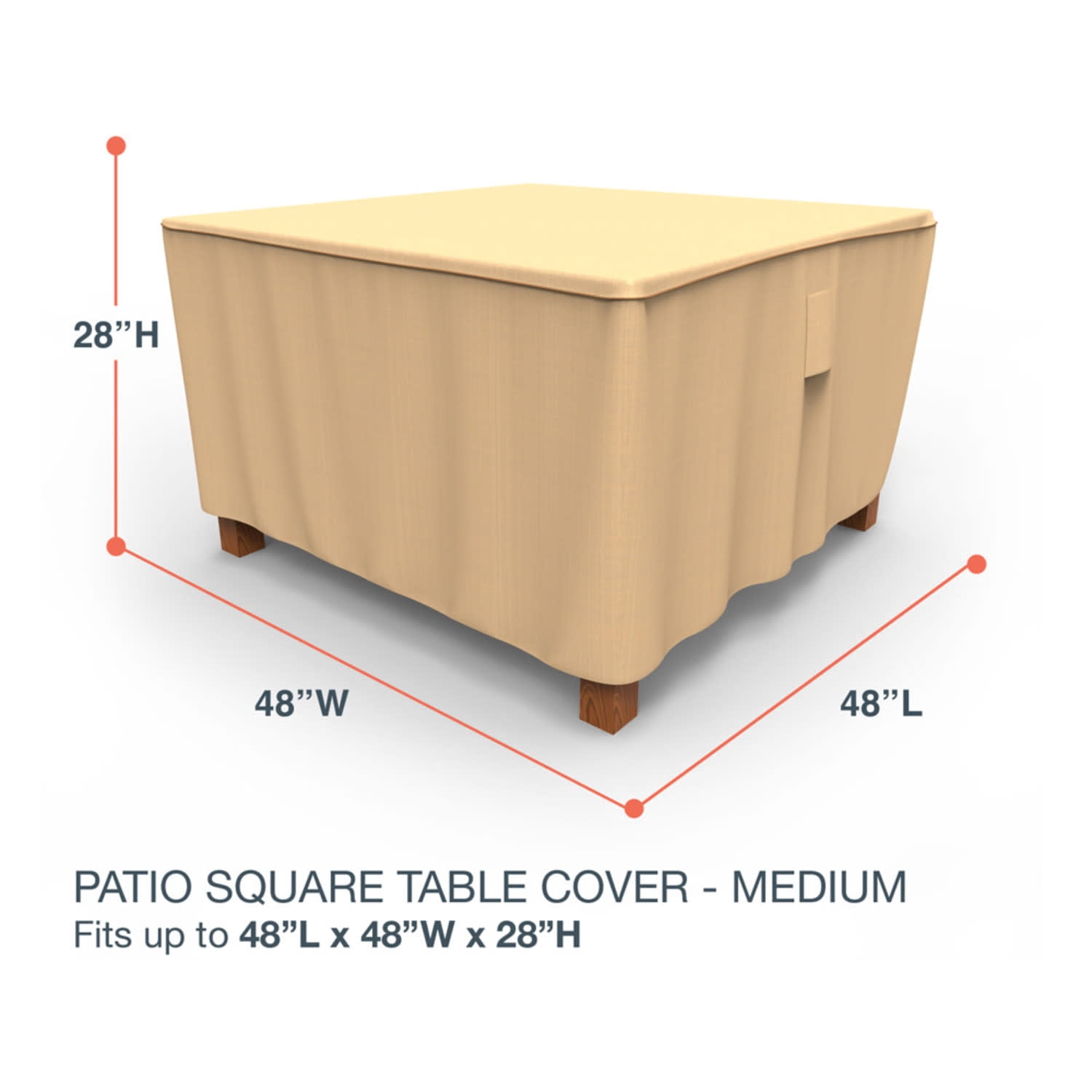 Budge 48" Tan Patio Square Table Cover, StormBlock™ Savanna