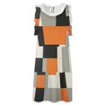 thumbnail image 3 of Beige And Black And Orange Squares Women's Fashion Casual Dress Summer Stand Up Collar Ruffles Sleeve Dress Elegant Dresses, 3 of 4