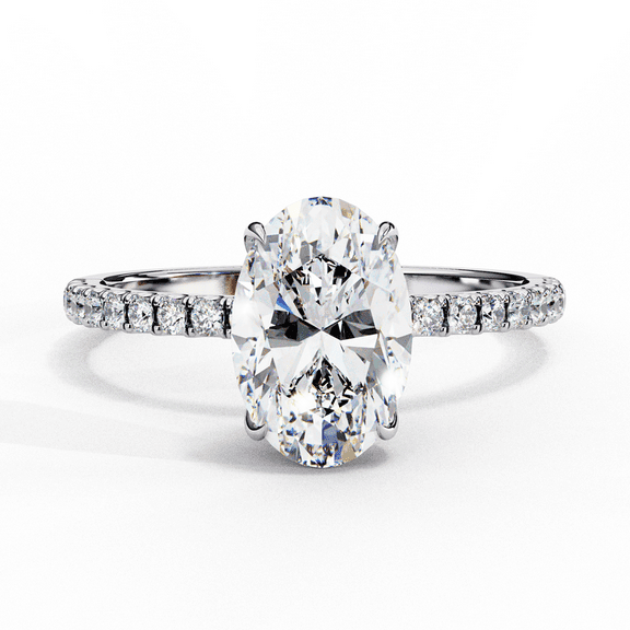 1.20 CT Oval Cut Diamond IGI Certified Lab Created Diamond Hidden Halo Style Engagement Ring For Bridal 14k White Gold Promise Ring