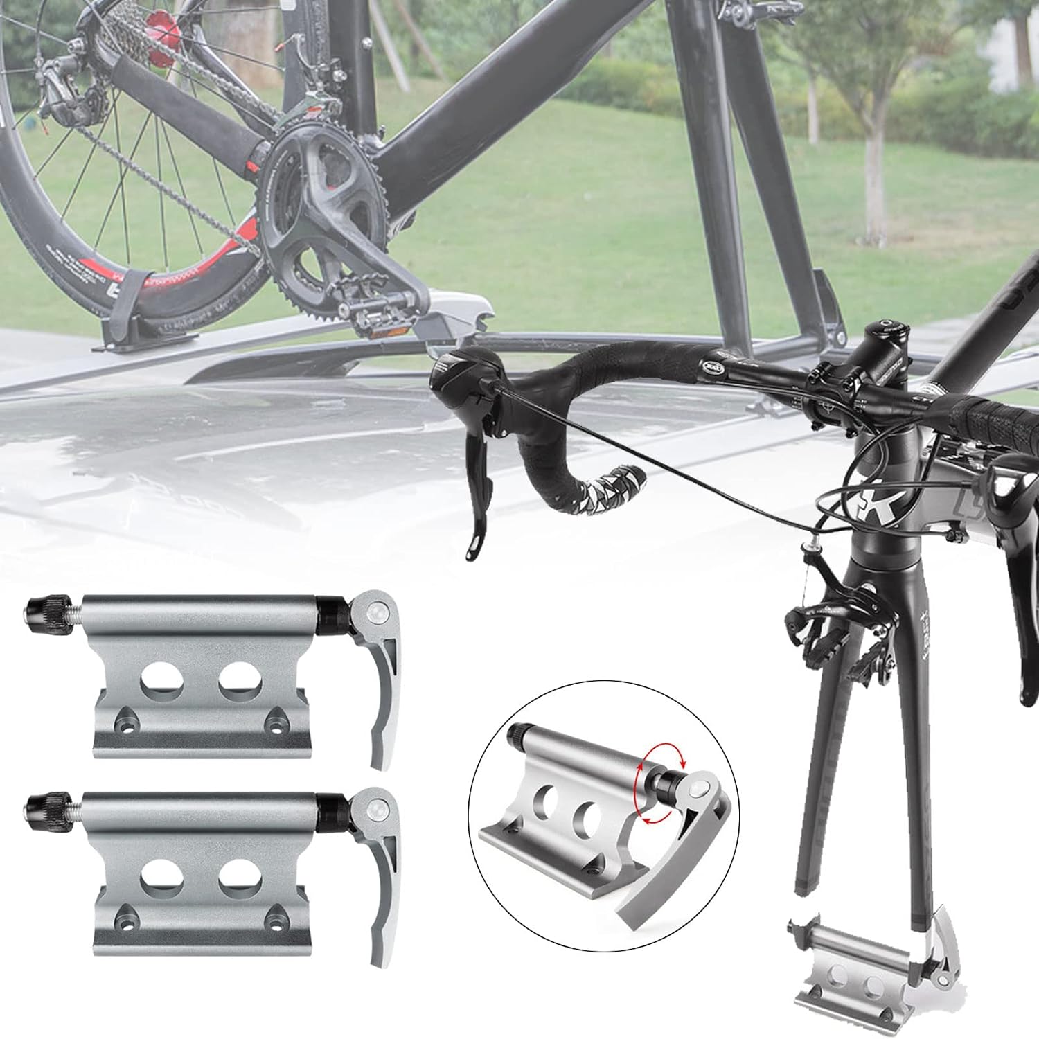 ABPETE 2PCS Bike Rack Carrier Fork Mount, Universal Alloy Bike Block Fork Lock Mount,Securely Holds All Bicycles & Fits Any Flat Surface for Safe Transportation - Heavy Mountain Bikes, Road Bicycles