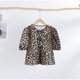 thumbnail image 1 of Camisas de manga abullonada para mujer, Tops holgados informales con cordones, blusas suaves de manga corta con cuello en V a la moda para mujer 2024, 1 of 5