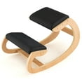 thumbnail image 1 of Gymax Ergonomic Kneeling Chair Wood Rocking Posture Stool w/ Cushion Back Neck Black, 1 of 9