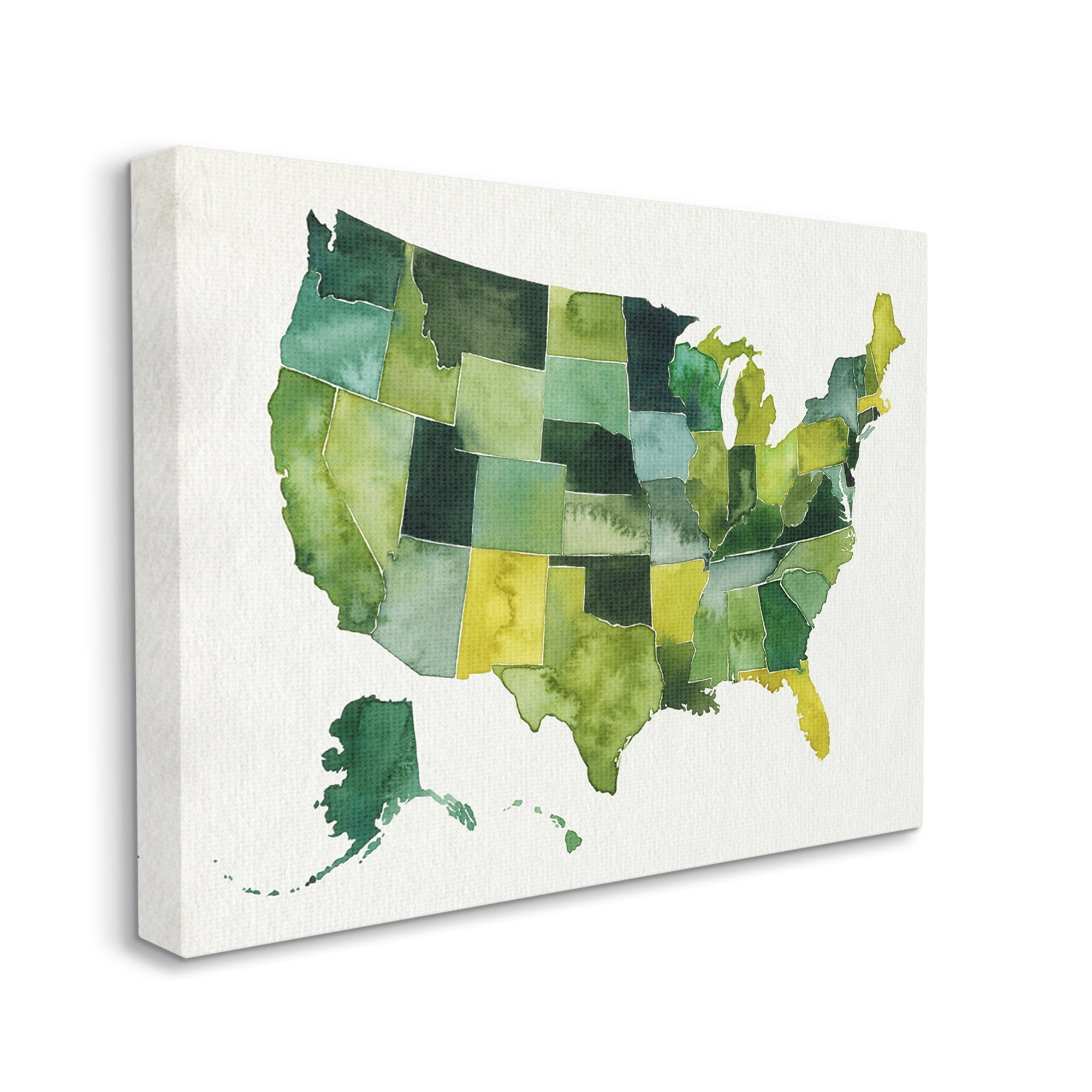 Stupell Industries United States Green Watercolor Map Modern Painting, 30 x 24,Design by Grace Popp