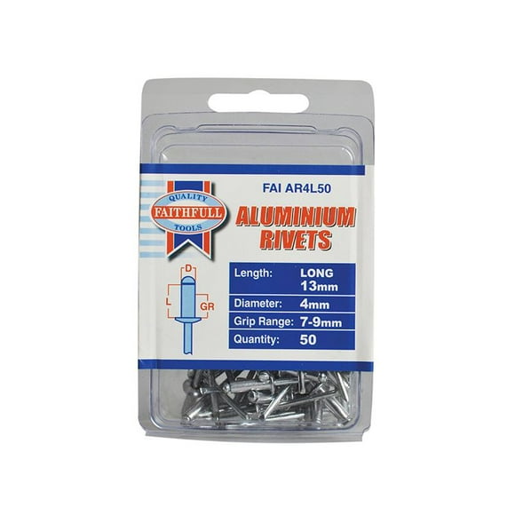 Faithfull - Aluminium Rivets 4 x 13mm Long Pre-Pack of 50