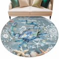 thumbnail image 2 of Blue Crab Coastal Round Area Rug 7 FT,Non Slip Living Room Area Carpet,Summer Beach Nautical Starfish Coral Washable Soft Circular Rug Non-Shedding Floor Carpet for Bedside Office Play Room Classroom, 2 of 9