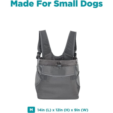 Dog Front Carrier, Medium, Grey – Hands-Free Hiking & Camping Pet Backpack for Small Pets up to 20 lbs