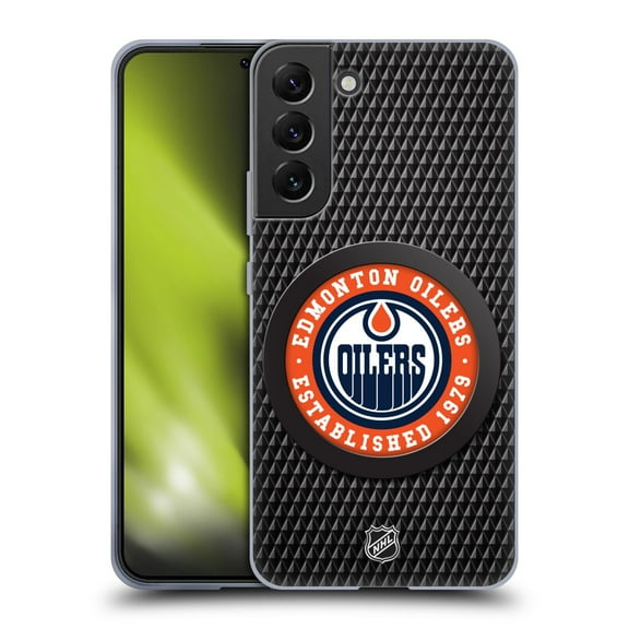 Head Case Designs Officially Licensed NHL Edmonton Oilers Puck Texture Soft Gel Case Compatible with Samsung Galaxy S22 5G