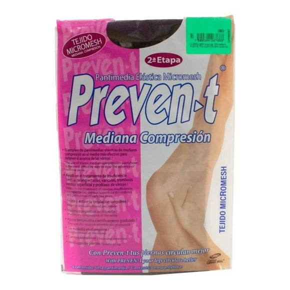 Pantimedia Preven-t Cannon Mills para Mujer Elástica Micromesh Negro Talla CH