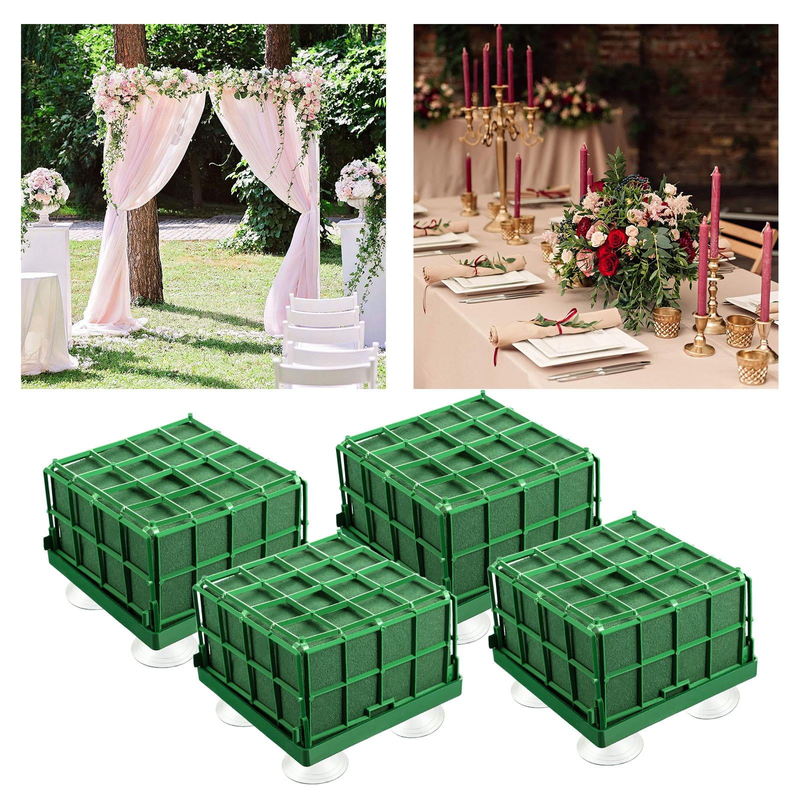 GUOOL 4 Pack Square Floral Foam Cage Flower Holder, Floral Foam for Fresh Flowers Cage Bowl for Table Centerpiece Floral Arrangement (4.3 X 4..5 Inch)