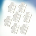thumbnail image 2 of 100PCS 2CM Plated Ribbon Ends Metal Fastener Clasps Textured Crimp End Clamps Cord Ends Buckles Zipper Clips DIY Jewelry Accessories (Silver), 2 of 7