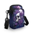 thumbnail image 3 of HELLHERO Adjustable Strap Adjustable Crossbody Bag for Adults Outdoor Travel Daily Use Crossbody Bags Polyester 4.33"x1.97"x7.09" Sugar Skull Roses Galaxy Cosmic Night, 3 of 7