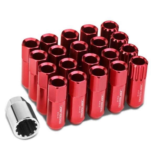 DNA Motoring LN-ZTL-9023-125-RD 16 Piece M12 x 1.25 Aluminum Alloy Wheel Lug Nuts 4 x Lock Nut 1 x Lock Nut Key (Red)