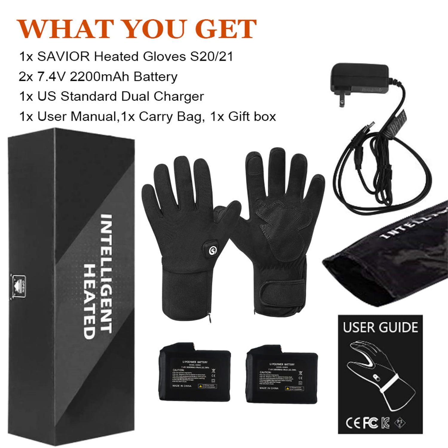 SAVIOR HEAT Heated Cycling Gloves for Men Women, Thin Electric Rechargeable Battery Motorcycle Warm Gloves 7.4V 2200mAh Hand Warmer Gloves for Cold Weather Work Ski Skate Hiking Camping Hunting