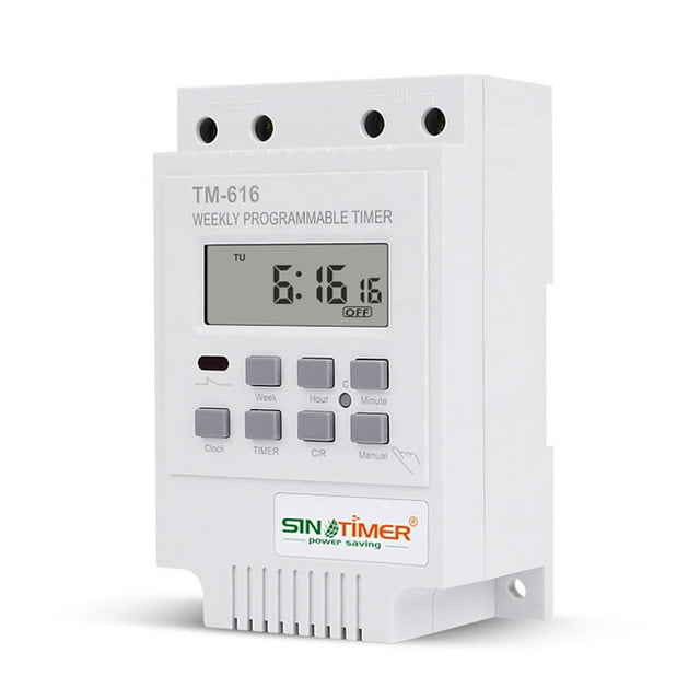 SINOTIMER TM616 30A 220V Weekly Programmable Timer Switch with 17 On/Off Settings, 60-Day Power Failure Memory, LCD Display - Ideal for Street Lamps, Water Heaters, Billboards and Home Appliances