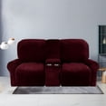 thumbnail image 3 of Housse de Causeuse Inclinable 2024 avec Console Centrale, Housse Extensible en Velours pour Fauteuil Inclinable 2 Places avec Porte-Gobelet, 3 of 10