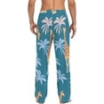 thumbnail image 6 of Men's Pajama Pants with Pockets Sleepwear Lounge Pants Stretch Casual Tropical Giraffes Palm Trees, 6 of 6