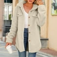 thumbnail image 2 of Yangnuo Womens Trendy Warm Comfy Fleeced Jackets 2025 Fall Winter Women Solid Color Lapel Long Sleeved Loose Breasted Long Jacket, 2 of 5