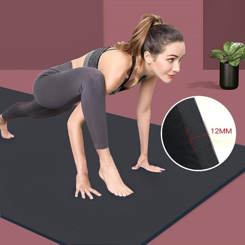 Extra Thick TPE Yoga Mat - 72"x 32" Thickness 1/2 Inch -Eco Friendly SGS Certified - With High Density Anti-Tear Exercise Bolster For Home Gym Travel & Floor Outside