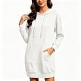 thumbnail image 3 of Oksale Sweatshirt Dresses Women with Pockets Loose Cozy Long Sleeve Mini Hoodie Dress Casual Drawstring Hooded Sweatshirts Fall Outfits White XL, 3 of 6