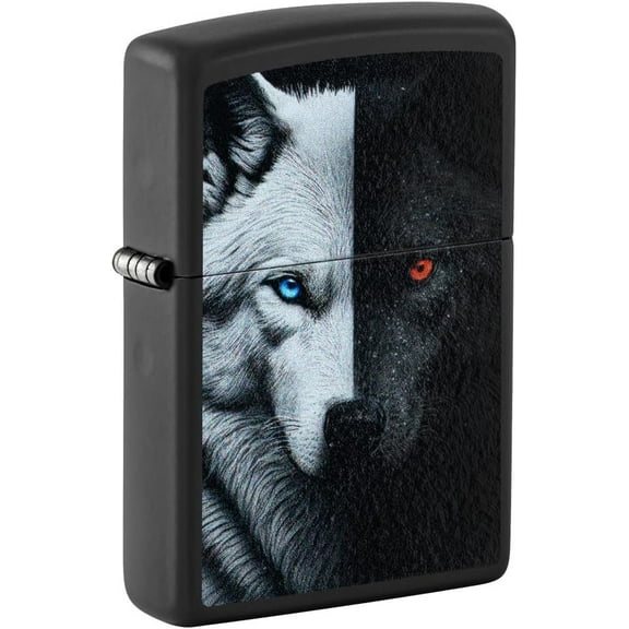 Zippo Lighter - Customized Message Two Wolves Black Matte Pocket Lighter 46694