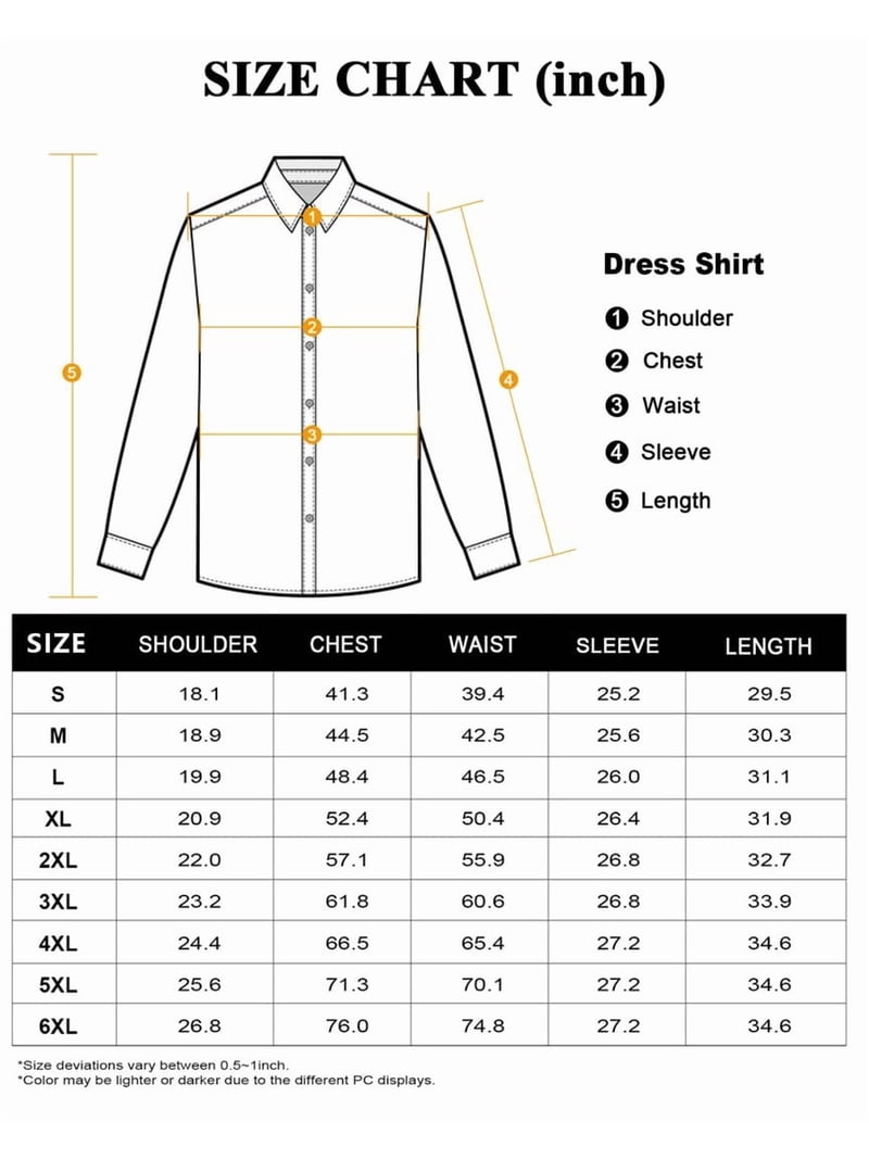 reading dress shirt sizes Size Chart