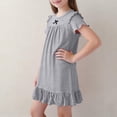 thumbnail image 4 of CHEEREAM Nightgown Dress For Girls Pleated Summer Short Sleeve Ruffle Hem Swing Mini Dresses for Kids Bowtie Decorated Daily Wear, 4 of 8