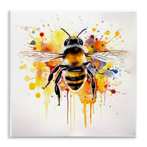 Stupell Industries Watercolor Style Bee Animals & Insects Painting Unframed Art Print Wall Art, 12 x 12