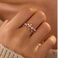 thumbnail image 2 of 925 Sterling Silver Cute Butterfly Daisy Flower Rings for Women 14K Gold Plated 2 Layered Colorful Opal CZ Floral Boho Stackable Statement Ring Jewelry Birthday Gifts to Daughter, 2 of 6