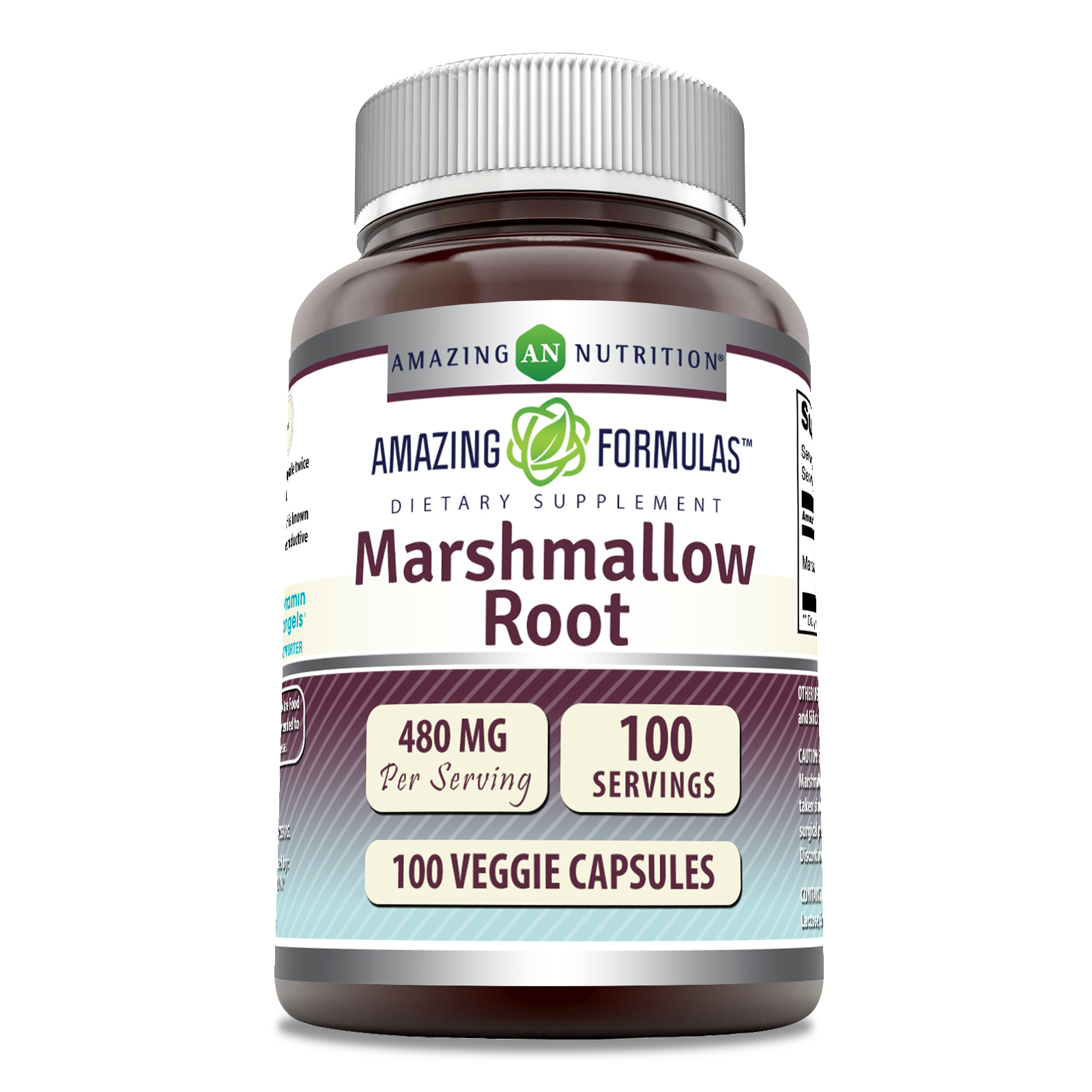 Amazing Formulas Marshmallow Root 480mg 100 Veggie Capsules Supports Digestive Function* Anti