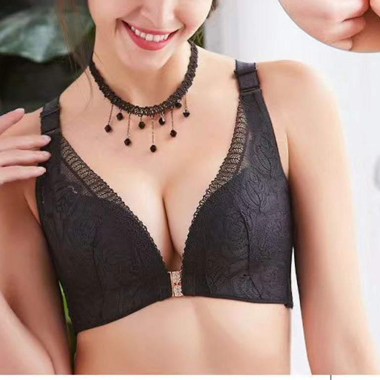 JZGPF Plus Size D Cup Size (Size Chart)Bras,Womens Rose Lace Bras Anti-Sagging Seamless Bra 18 Hour Full-Coverage T-Shirt Bra Sexy Everyday Wirefree