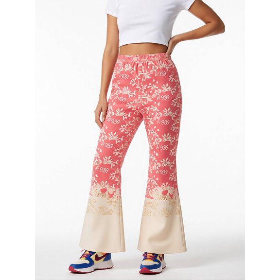 Girls Flared Digital Print Bell Bottom Pants, Wide Leg Slim-Fit Trousers for Kids, Casual Autumn Spring Summer Children's Apparel Ages 4-13