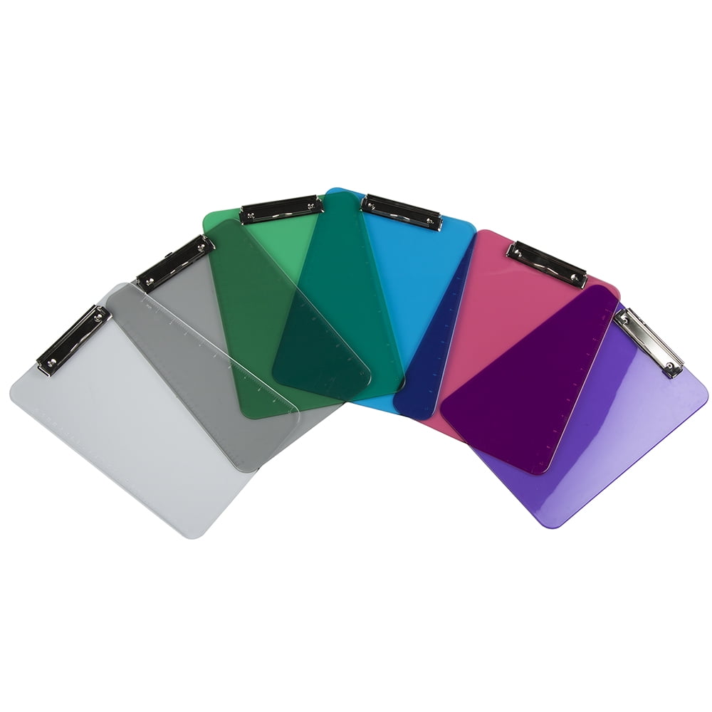 JAM Paper Plastic Clip Boards, Multicolor Clipboards, 9 x 12.5 in, 6 per Pack