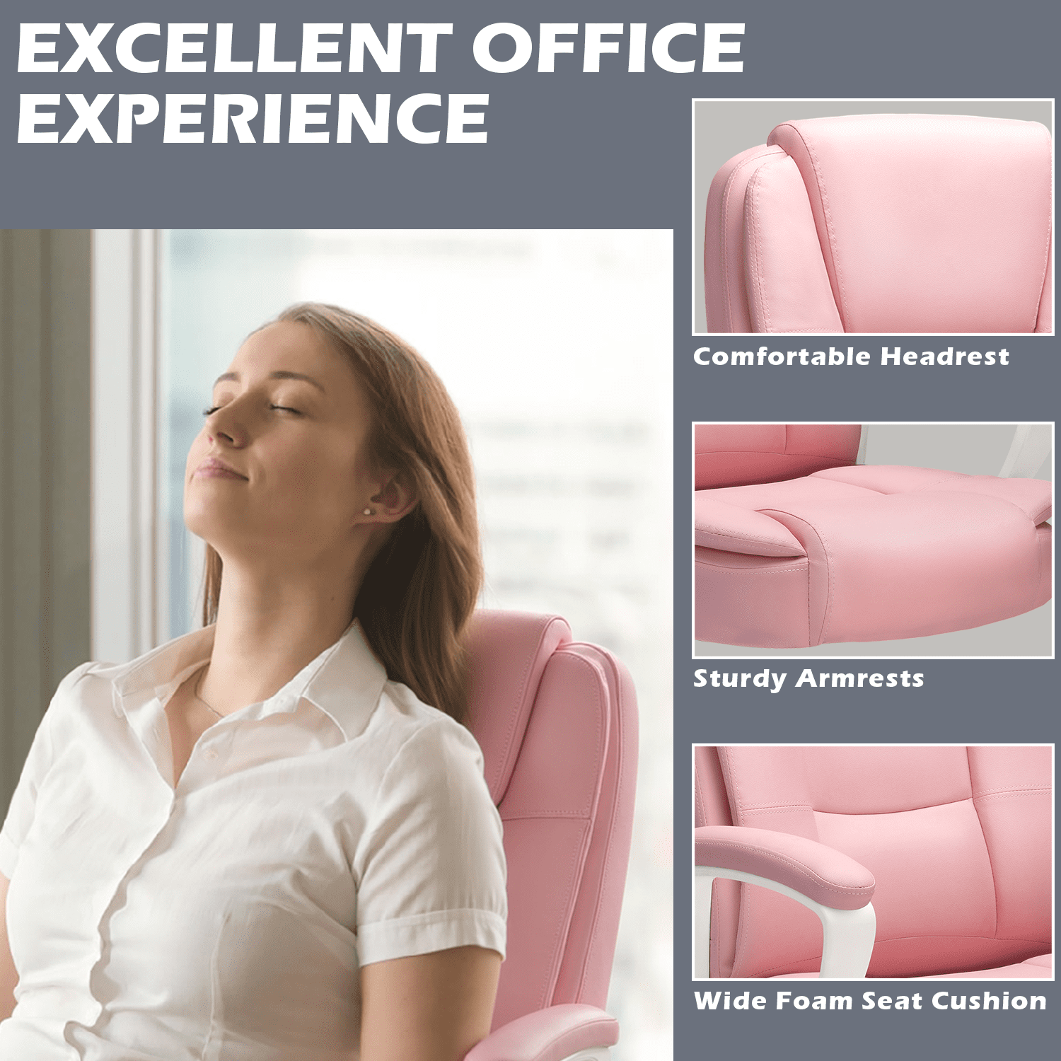 PUKAMI Office Desk Chair,Big And Tall Managerial Executive Chair,High Back Computer Chair