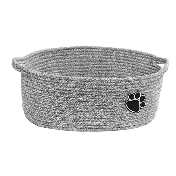 Cesta tejida de cuerda, caja de juguetes para gatos, contenedor organizador, cesta para juguetes, contenedor de almacenamiento de cuerda tejida Gris
