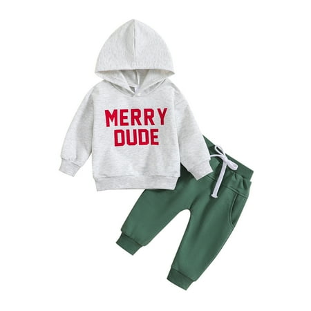 

Bjutir Cute Outfits Set For Boys Girls Toddler Long Sleeve Christmas Letter Prints Hoodie Tops And Pants Child Kids 2Pcs Set Outfits Kids Clothese