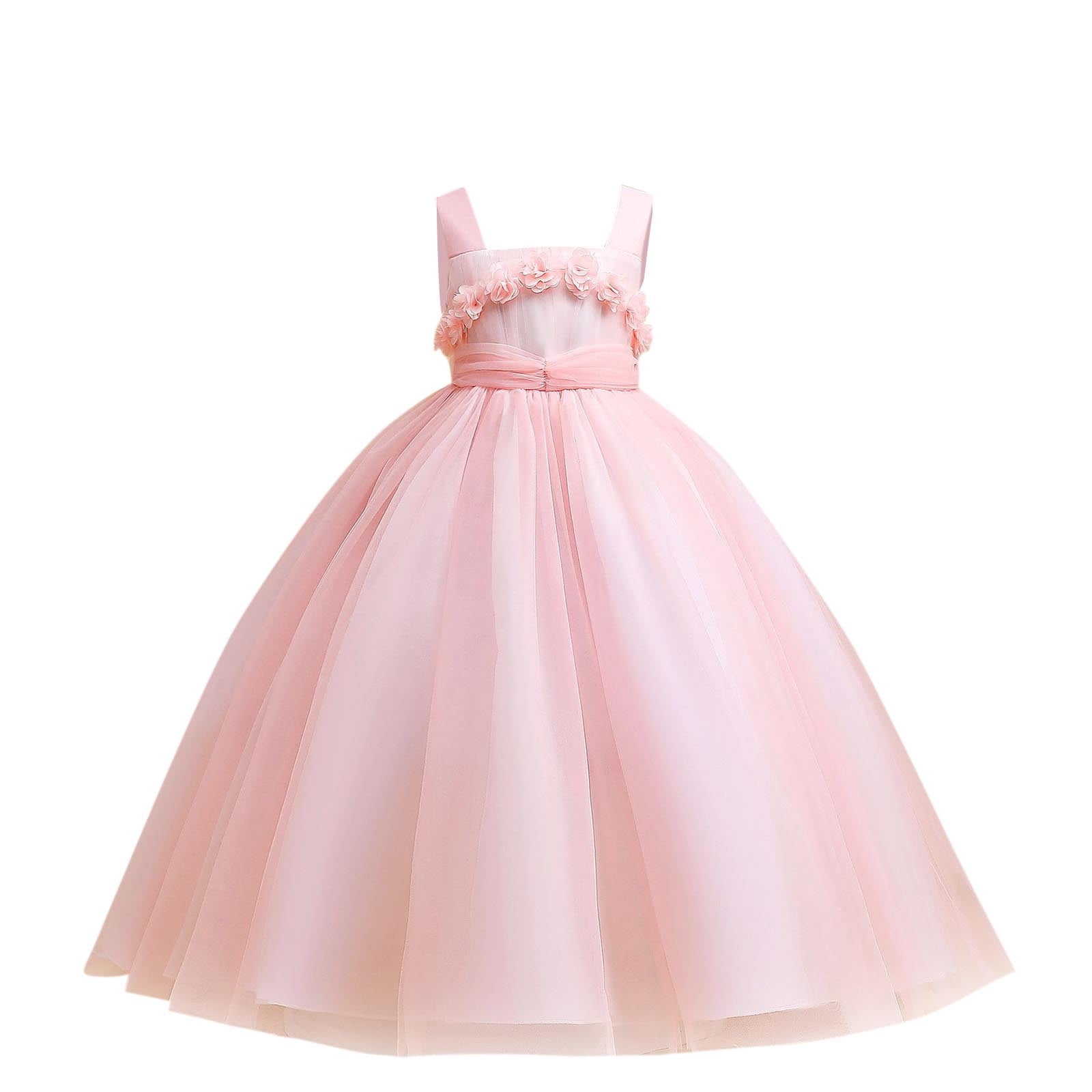 Wedding Guest Dresses for Girls 225 Size 6-17 Juniors Teens Elegant Sleeveless Floral A-Line Solid Tulle-Tutu Flower Girls Prom Dress