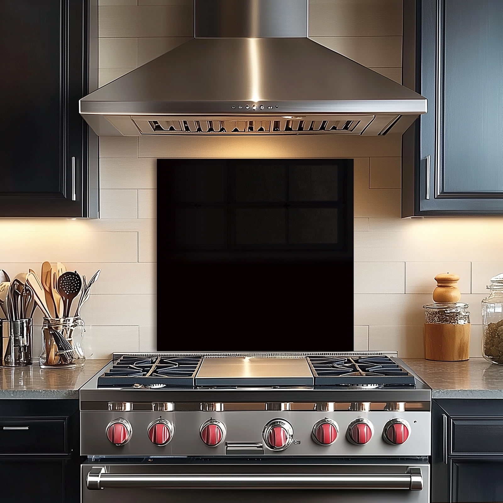 Black Tempered Glass Backsplash For Kitchen Behind Stove,Stove Back Top Cover,Easy to Clean Glass Splashback, Sink Cover Splash Guard,Home Kitchen Wall Decor