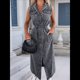 thumbnail image 4 of Vestido Camisero Vaquero Informal de Verano para Mujer, Sin Mangas, con Solapa, Botones y Cinturón, . Negro M, 4 of 9