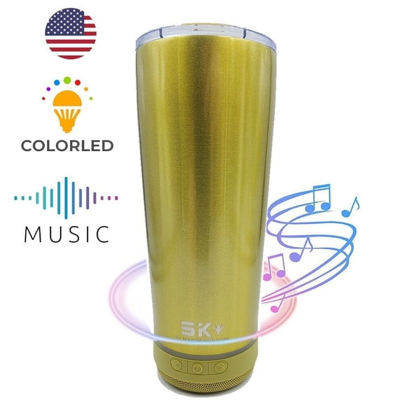 Bluetooth Stainless Steel Smart Tumbler Cup Gold Speaker