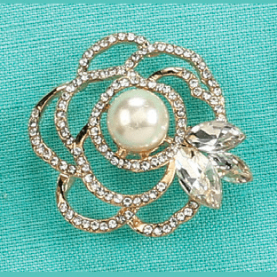 - Golden Floral Pearl Brooch Jewelry Pin Decoration Keepsake Gift