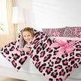 thumbnail image 4 of Homewish Ribbon Monogrammed B Full Size Comforter Sets for Girl, Kawaii Princess Style Bedding Comforter Set, Chic Pink Cheetah Print Reversible Bedding Sets, Super Cozy Room Decor, 3pcs, 4 of 8