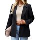 thumbnail image 1 of Chaqueta de traje con cuello vuelto para mujer Chaqueta con botones de trabajo de oficina con dobladillo dividido en la espalda de manga larga y bolsillo con solapa Negro S, 1 of 6